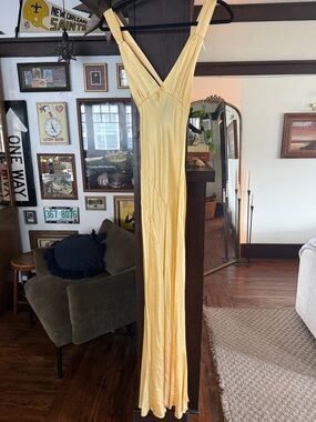 Sunshine Yellow V-Neck Maxi Dress